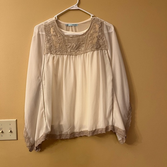 Maurice Women's Size Small Flowy Cream Lace Blouse - Picture 1 of 8